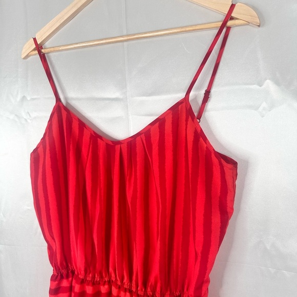 Red Striped Adjustable Sleeveless Dress with Pockets Size XL - Picture 4 of 9